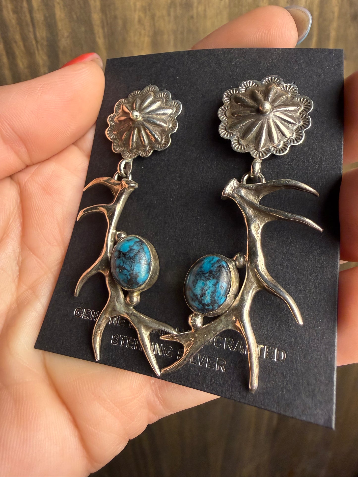 Edmund Piasso Elk Antler & Concho Dangles—Hubei Turquoise