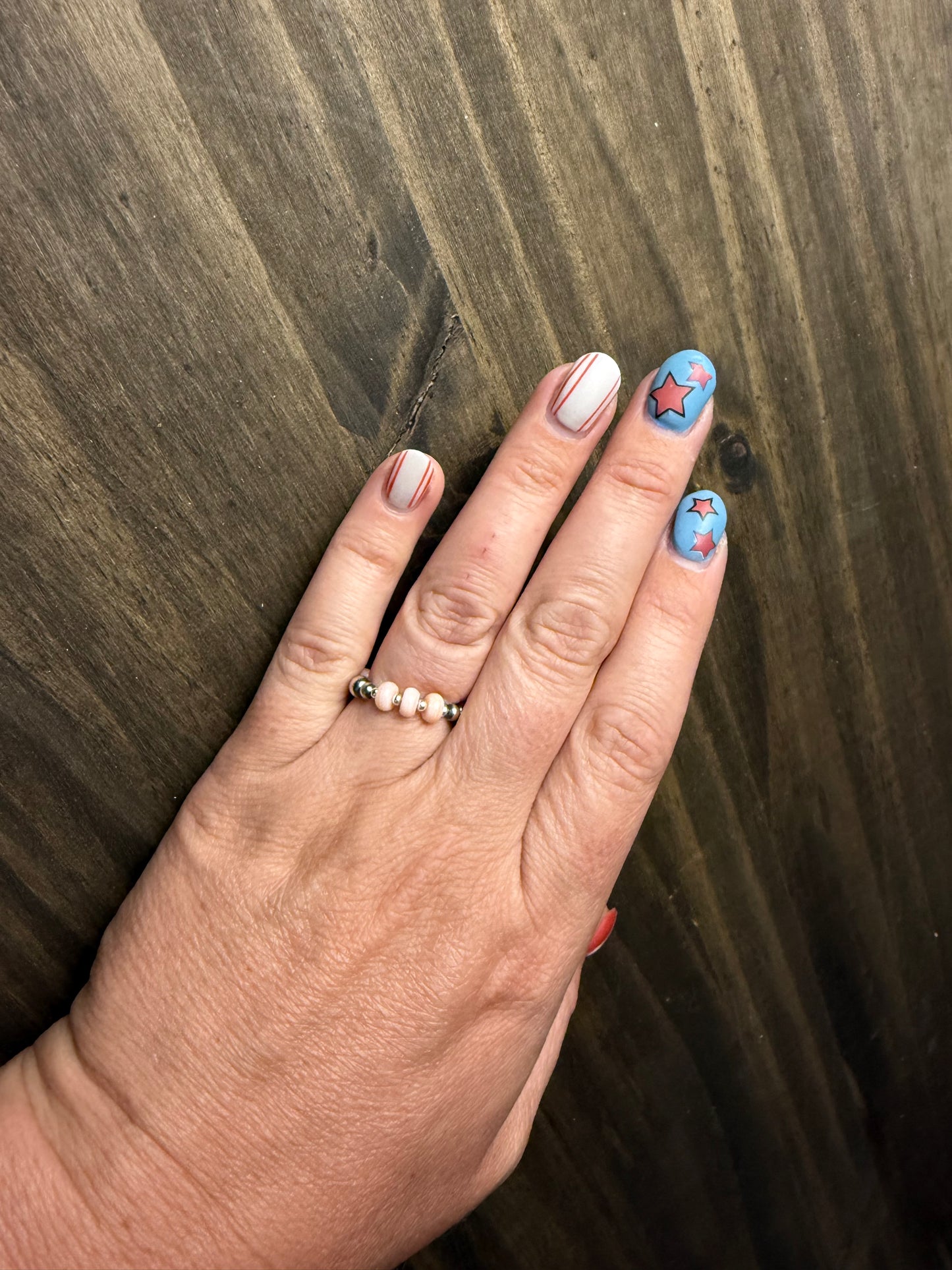 Memory Wire Pink Conch and Navajo Pearl Ring