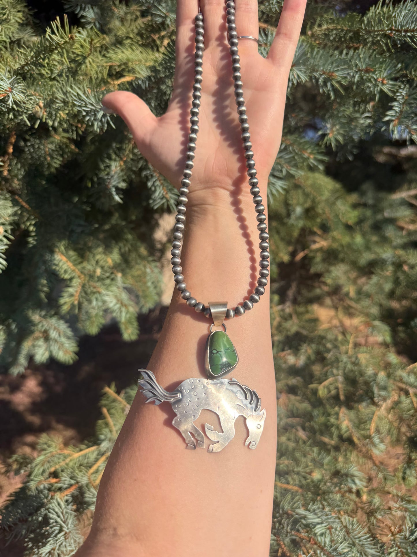 Miranda Willie Royston Turquoise Bucking Horse Pendant