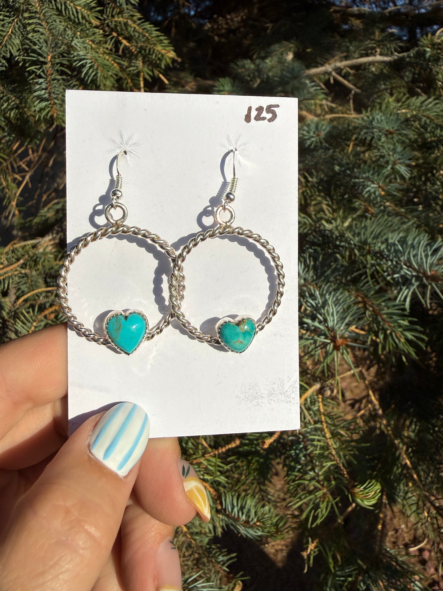 Turquoise Heart Hoop Earrings