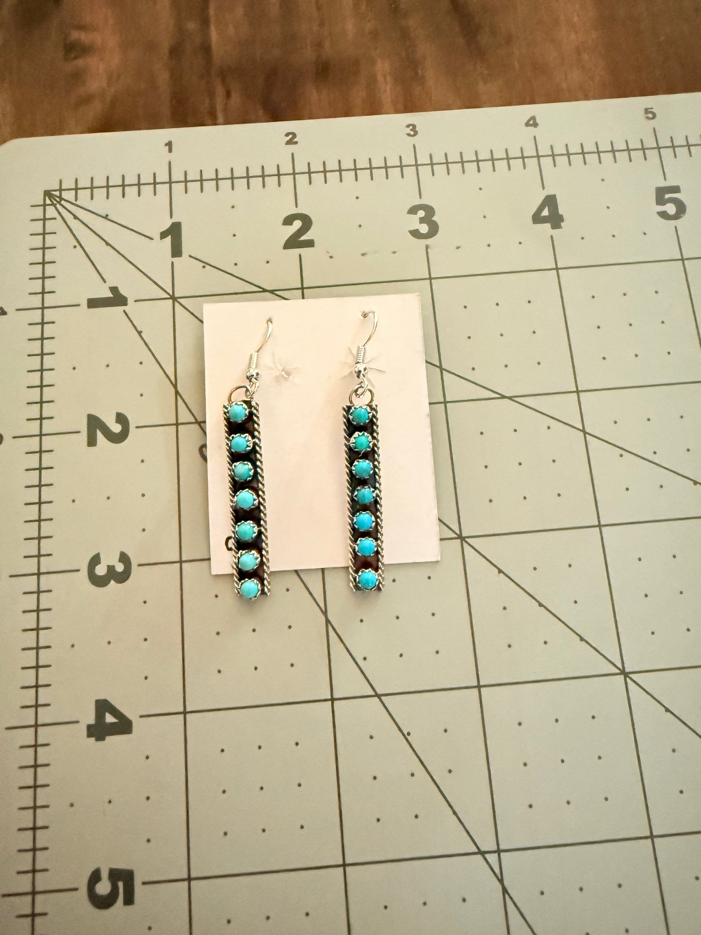 Native American Turquoise Bar Earrings 7 Stone