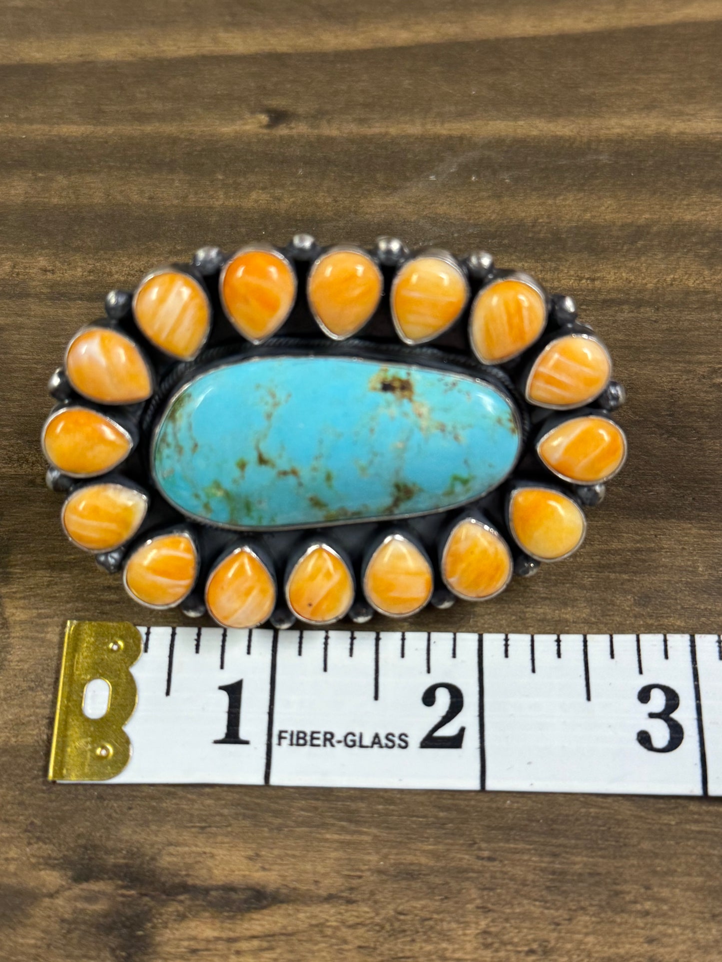 Royston Turquoise & Spiny Oyster Statement Ring – Navajo Made by Antionette Martinez