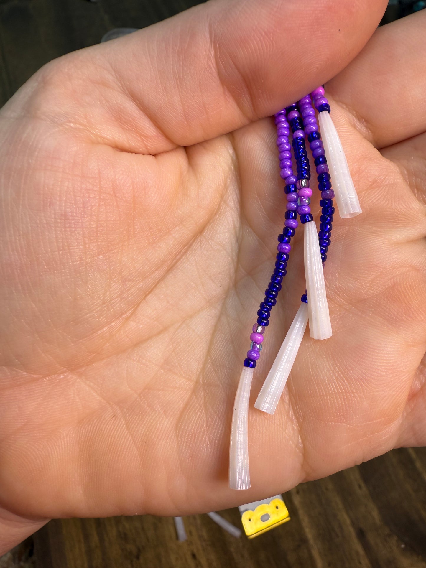 Seed Bead Fringe Earrings-Navajo Handmade by Clarapita John