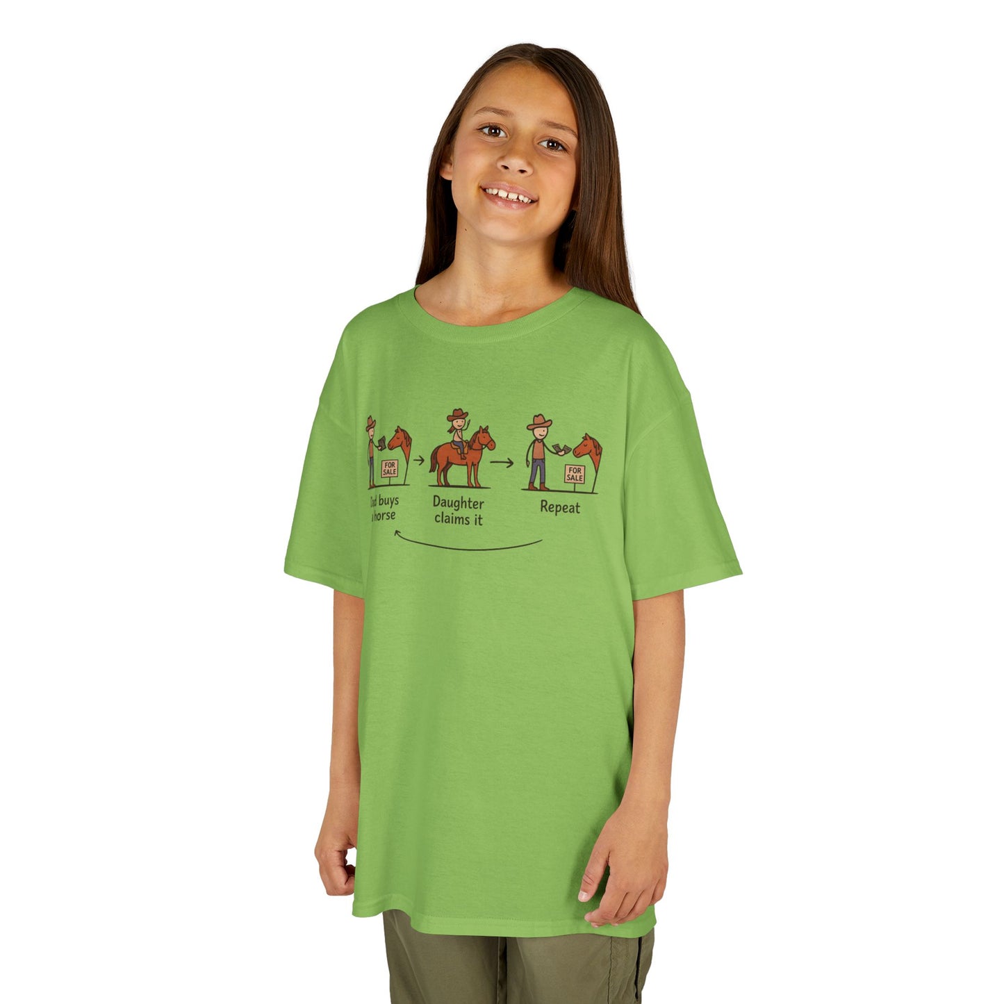 "Dad buys horse, Daughter Claims it!" Western Kids Shirt