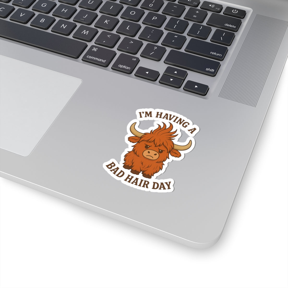 Bad Hair Day Highland Cow Sticker — Kiss-Cut Sticker