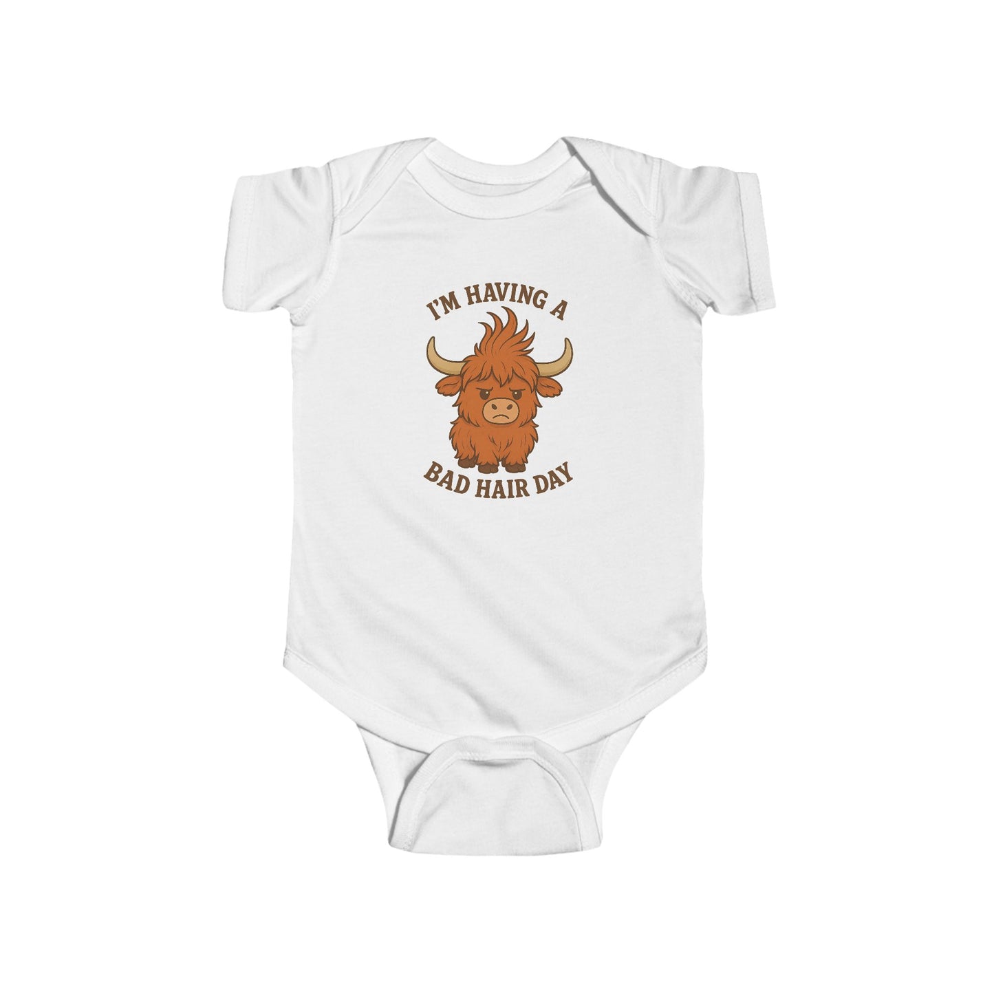 "Bad Hair Day" Highland Cow Baby Onesie