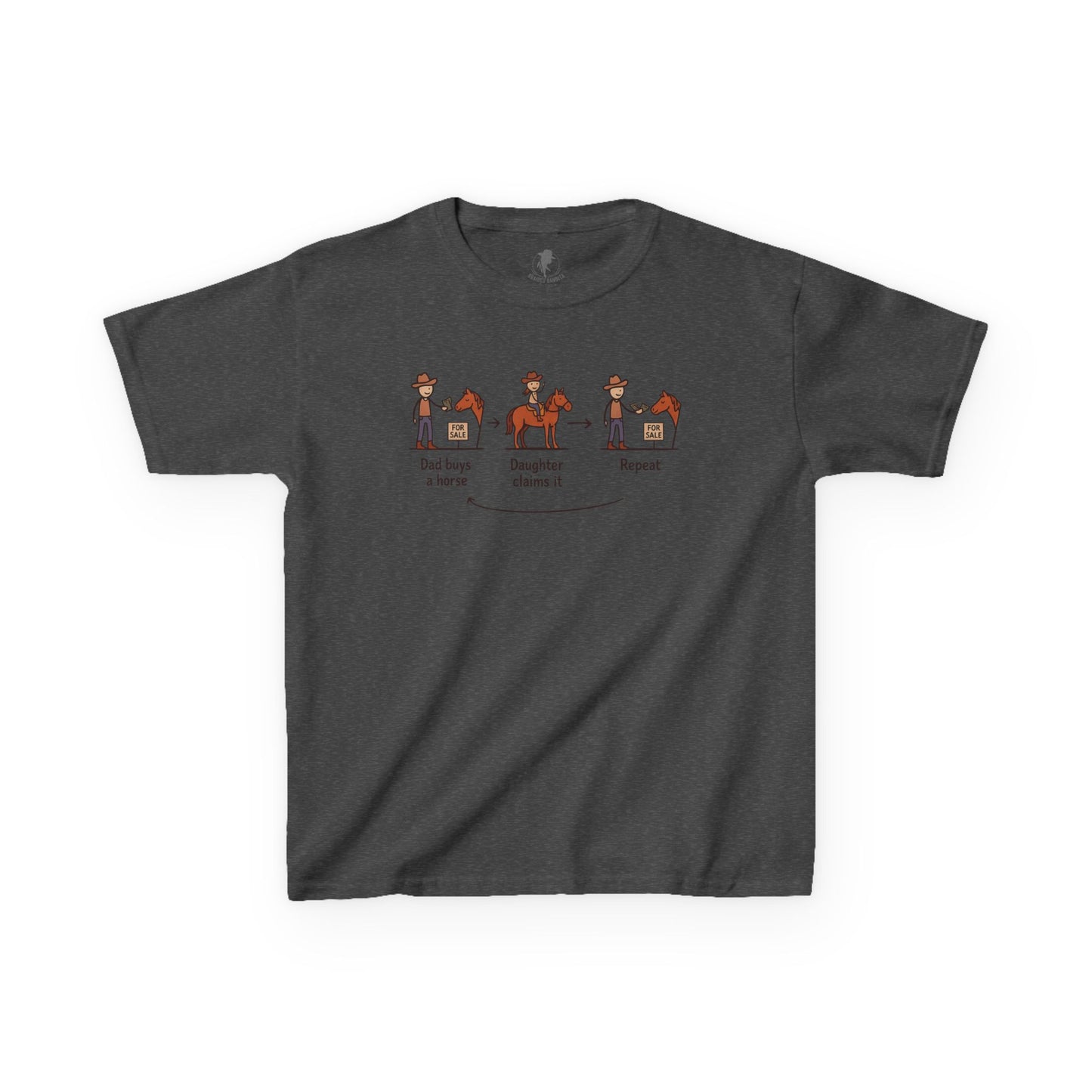 "Dad buys horse, Daughter Claims it!" Western Kids Shirt