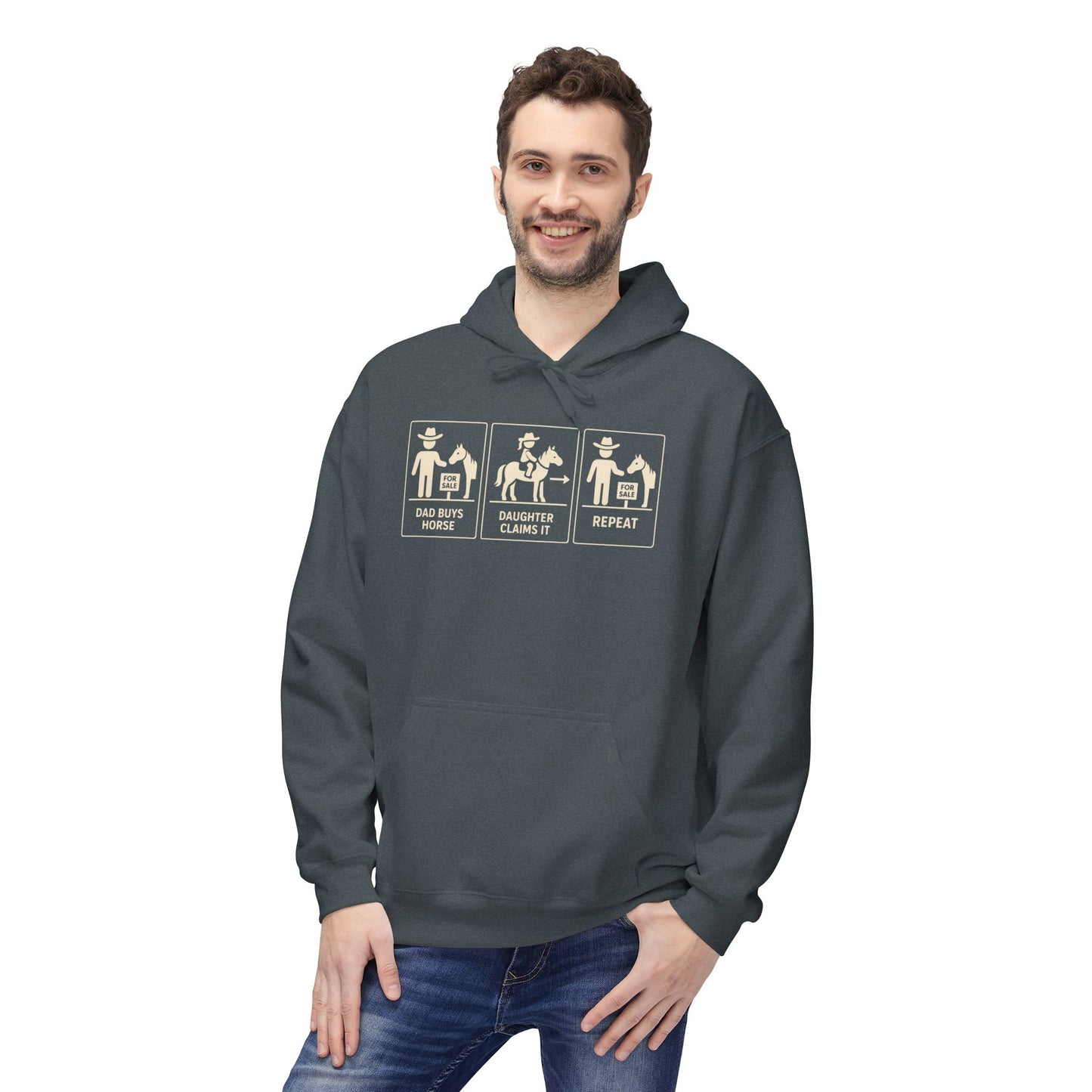 Dad Buys Horse. Daughter Claims It. Repeat.--Western Graphic Hoodie