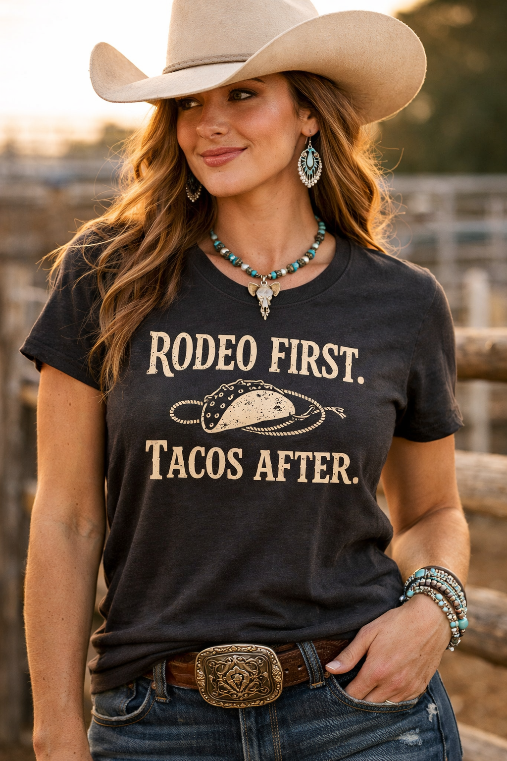 Rodeo First. Tacos After. --Western Graphic Tee