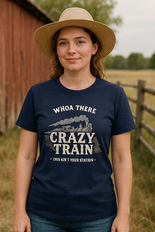 "Whoa There Crazy Train" Vintage Train Graphic Tee