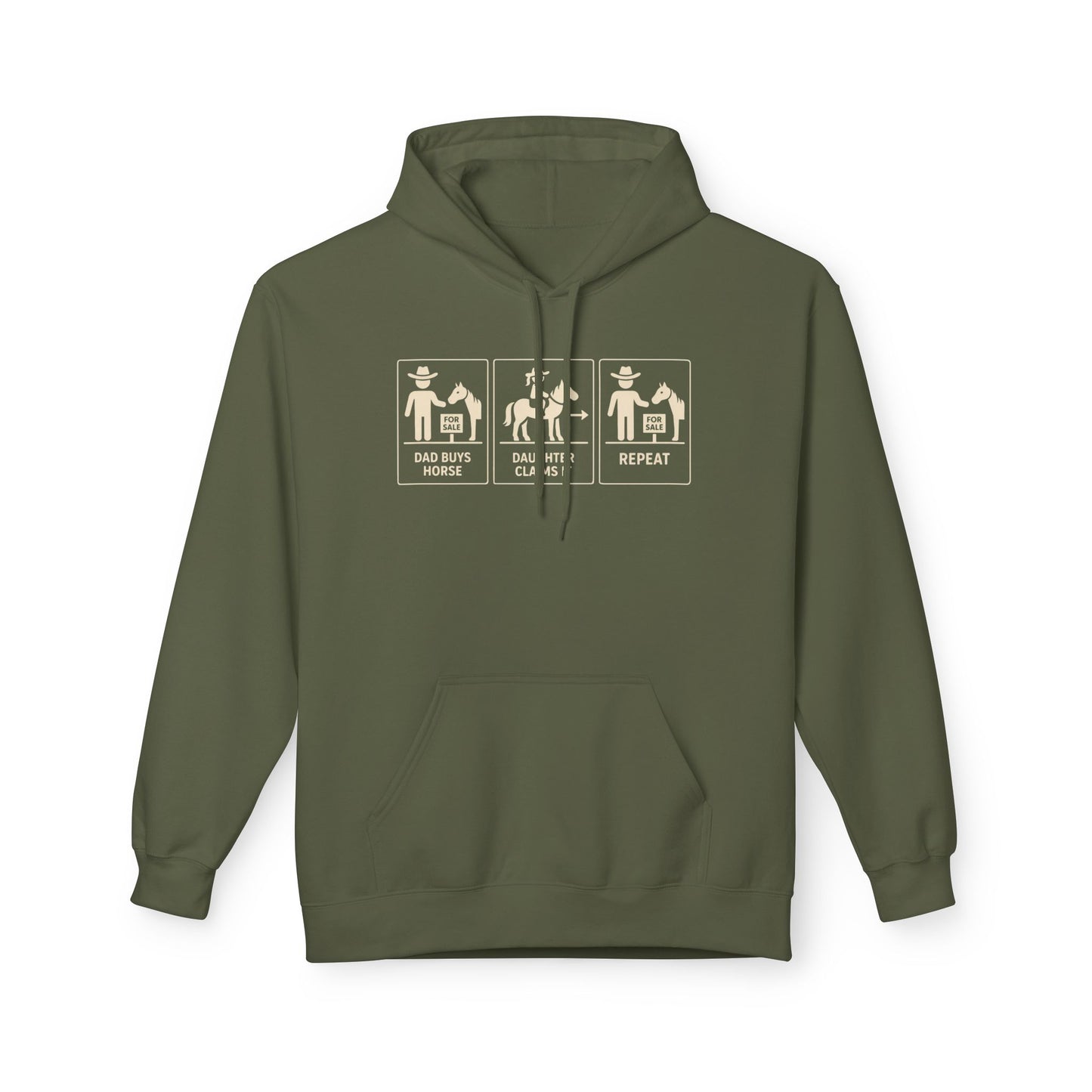 Dad Buys Horse. Daughter Claims It. Repeat.--Western Graphic Hoodie