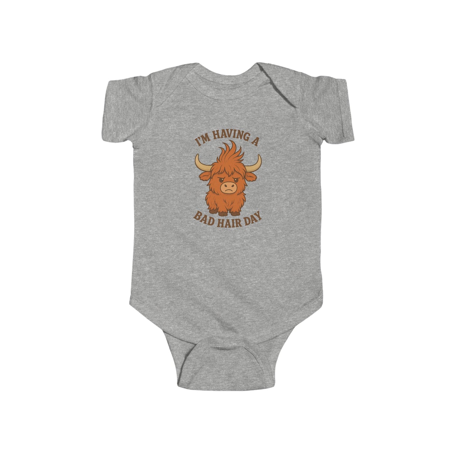 "Bad Hair Day" Highland Cow Baby Onesie