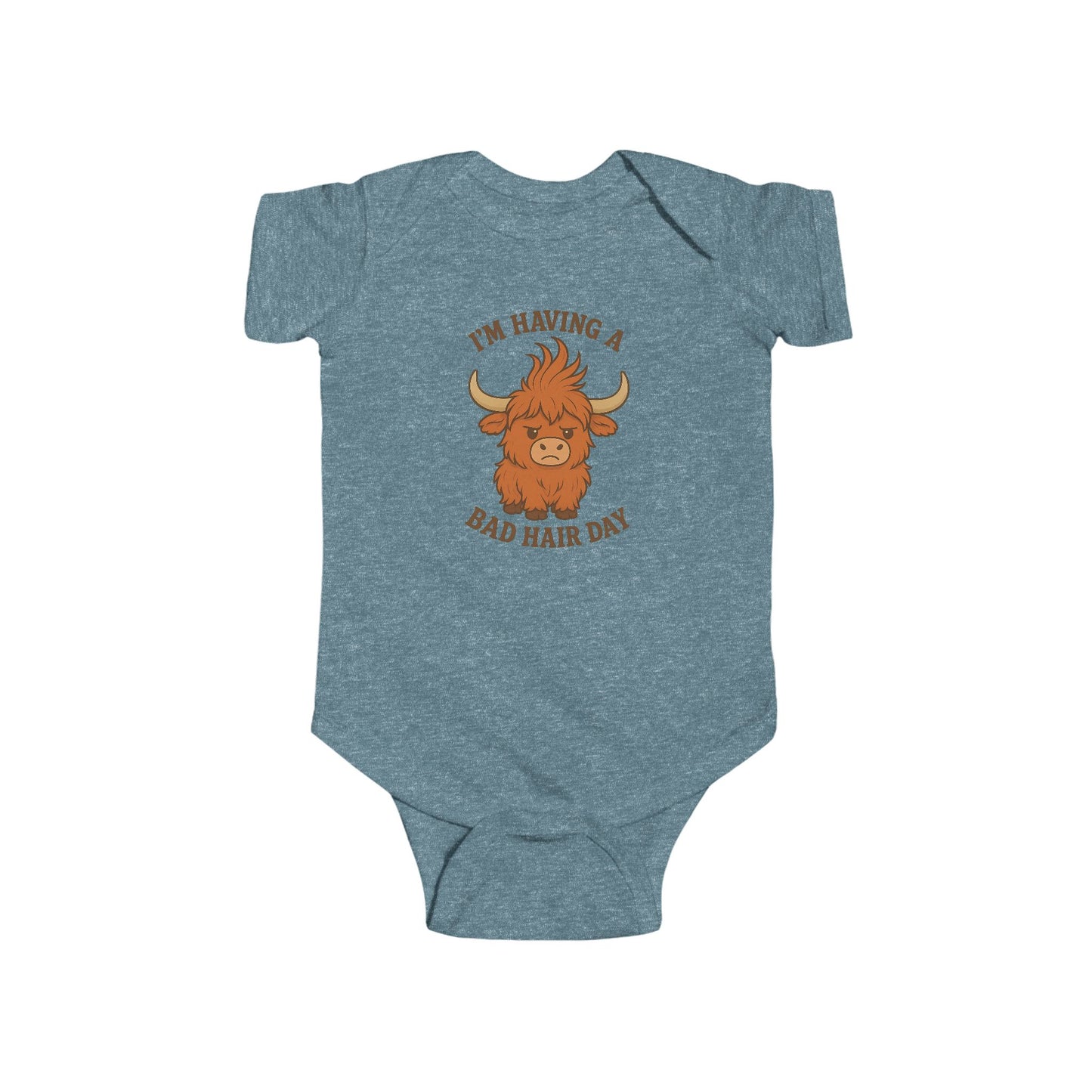 "Bad Hair Day" Highland Cow Baby Onesie