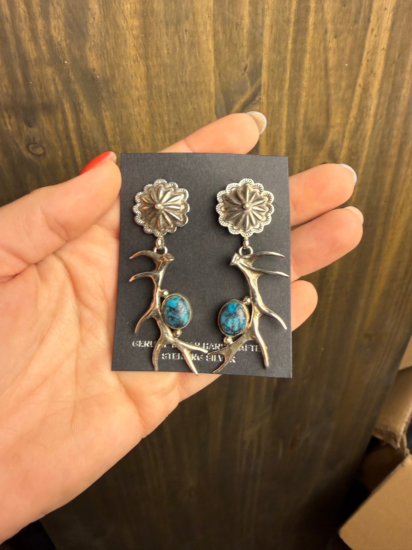 Edmund Piasso Elk Antler & Concho Dangles—Hubei Turquoise