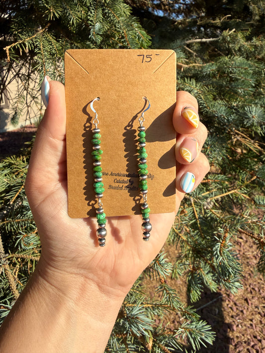 Lucinda Sarto Sonoran Gold Turquoise & Navajo Pearl Dangle Earrings