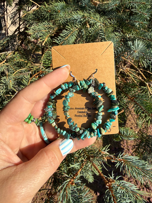 Turquoise Chip Hoop Earrings