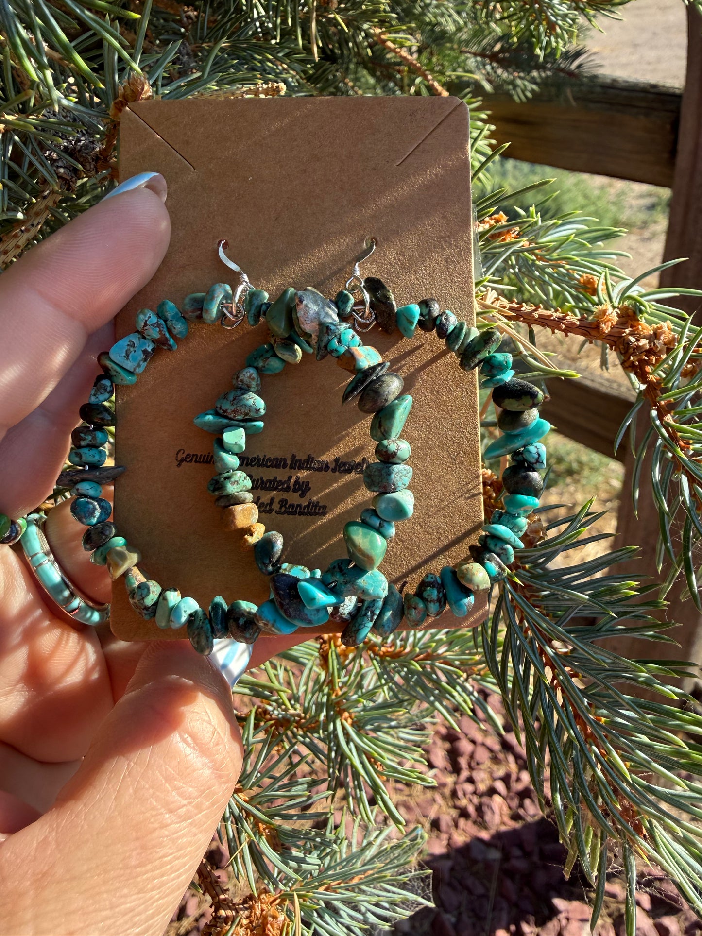 Turquoise Chip Hoop Earrings