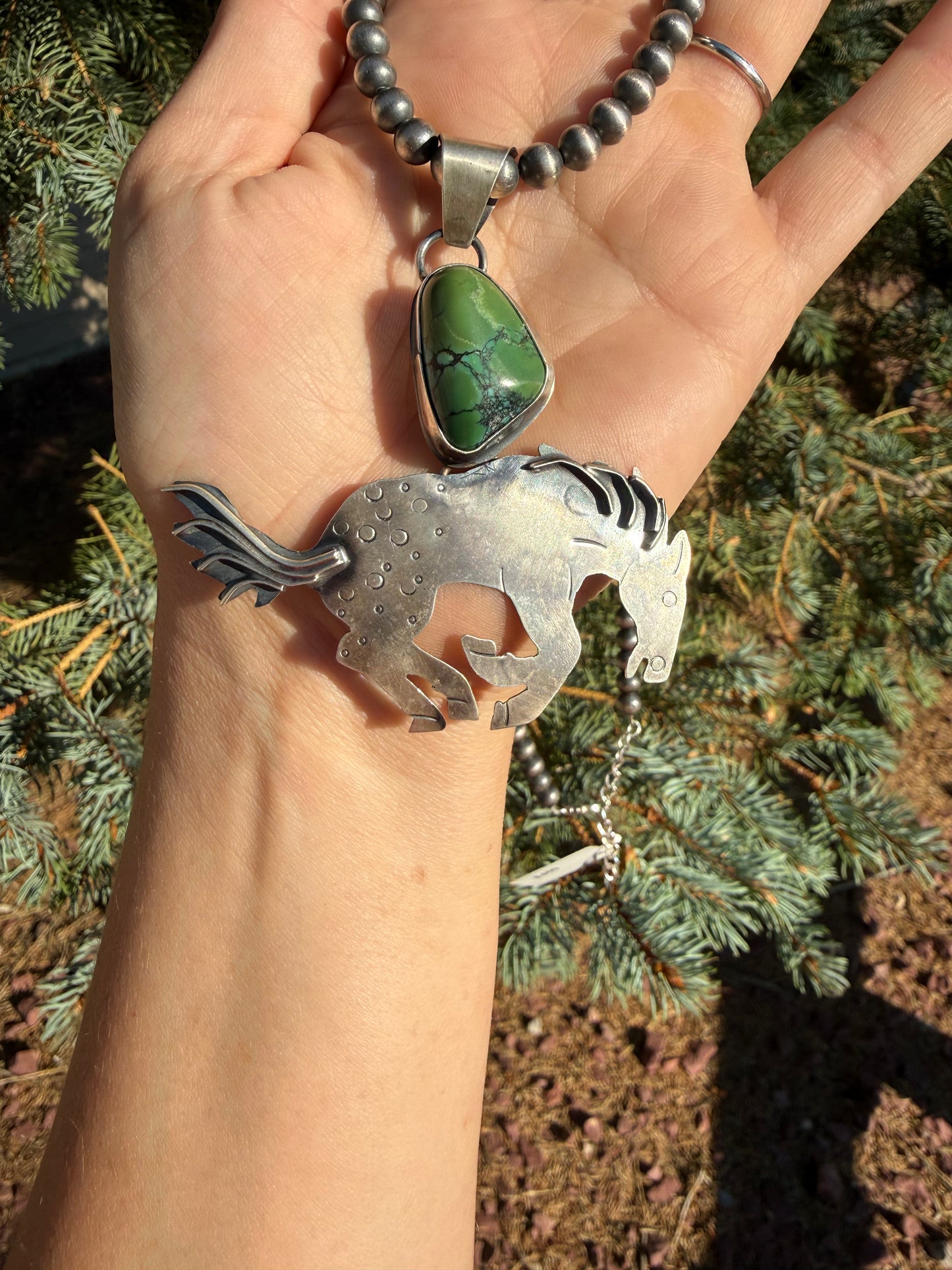 Miranda Willie Royston Turquoise Bucking Horse Pendant