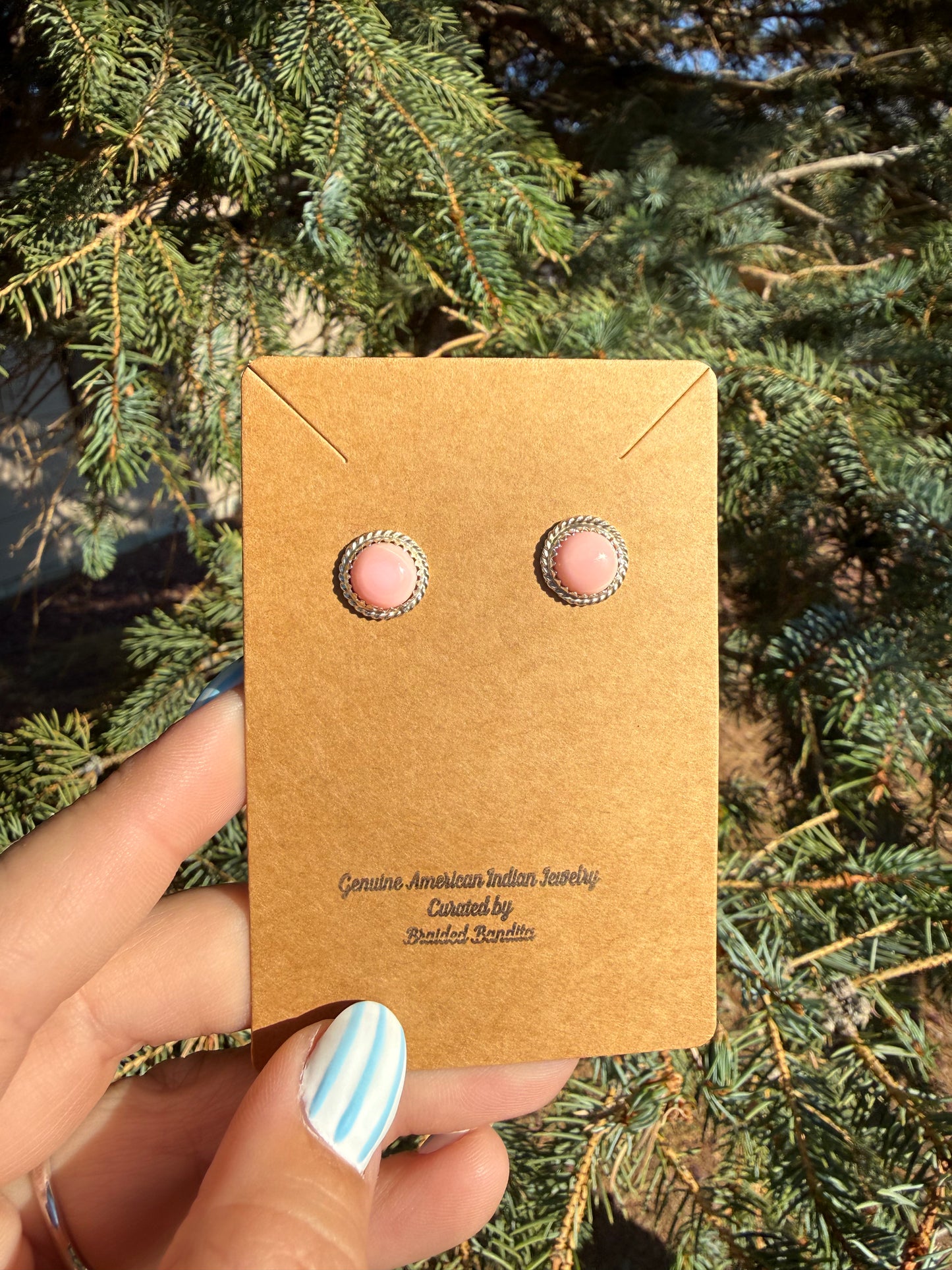 Native American Pink Conch Sterling Silver Earrings