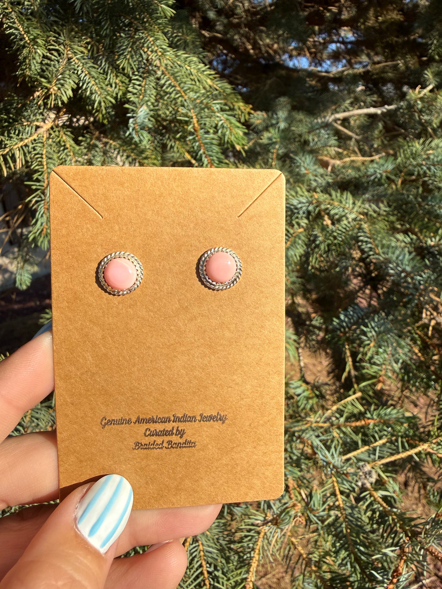 Native American Pink Conch Sterling Silver Earrings