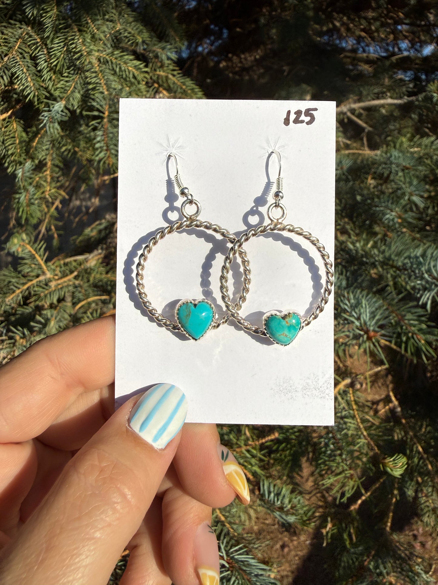 Turquoise Heart Hoop Earrings