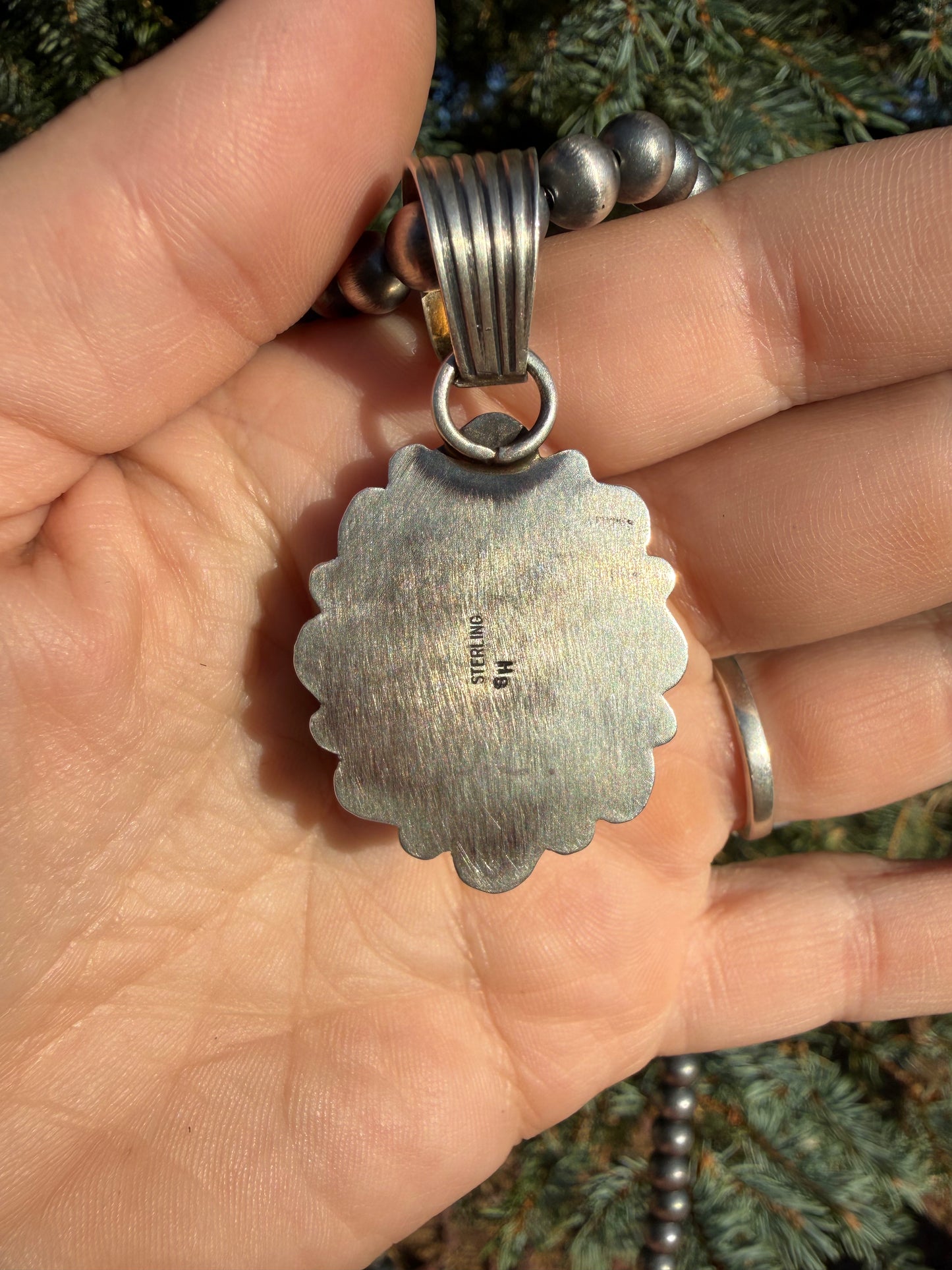 Native American Signed Dry Creek Turquoise Cluster Pendant