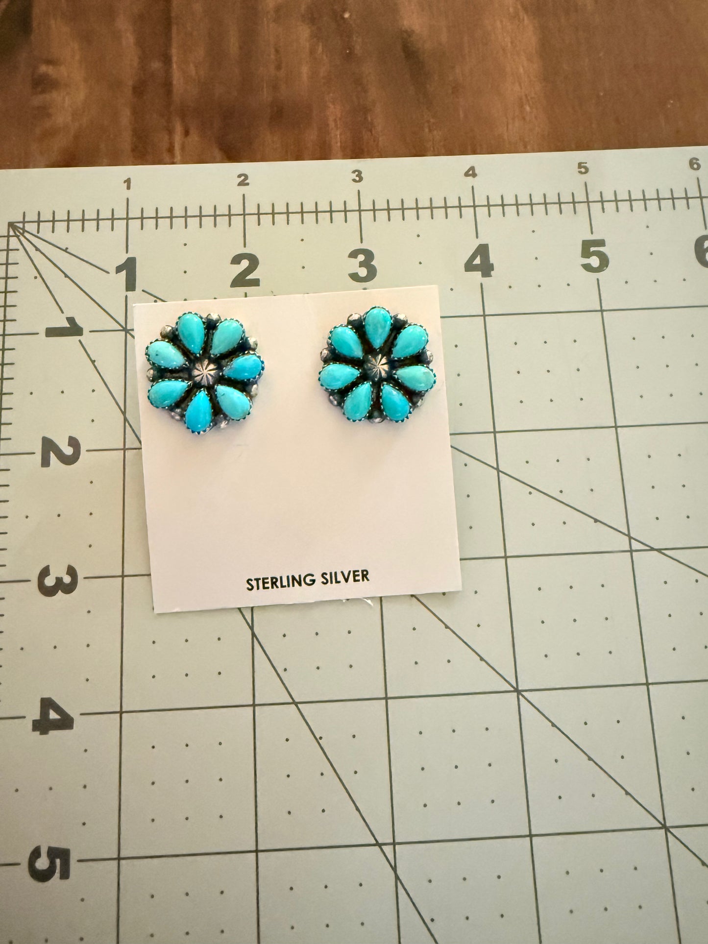 Native American Turquoise Cluster Stud Earrings