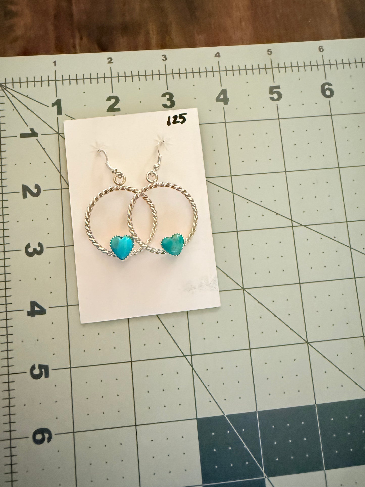 Turquoise Heart Hoop Earrings
