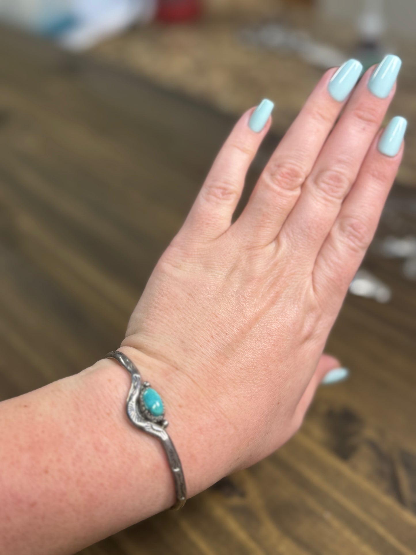 Vintage Turquoise Sweater Cuff-Navajo Made, Sterling Silver