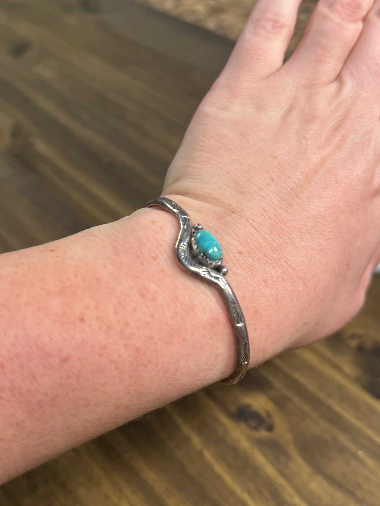 Vintage Turquoise Sweater Cuff-Navajo Made, Sterling Silver
