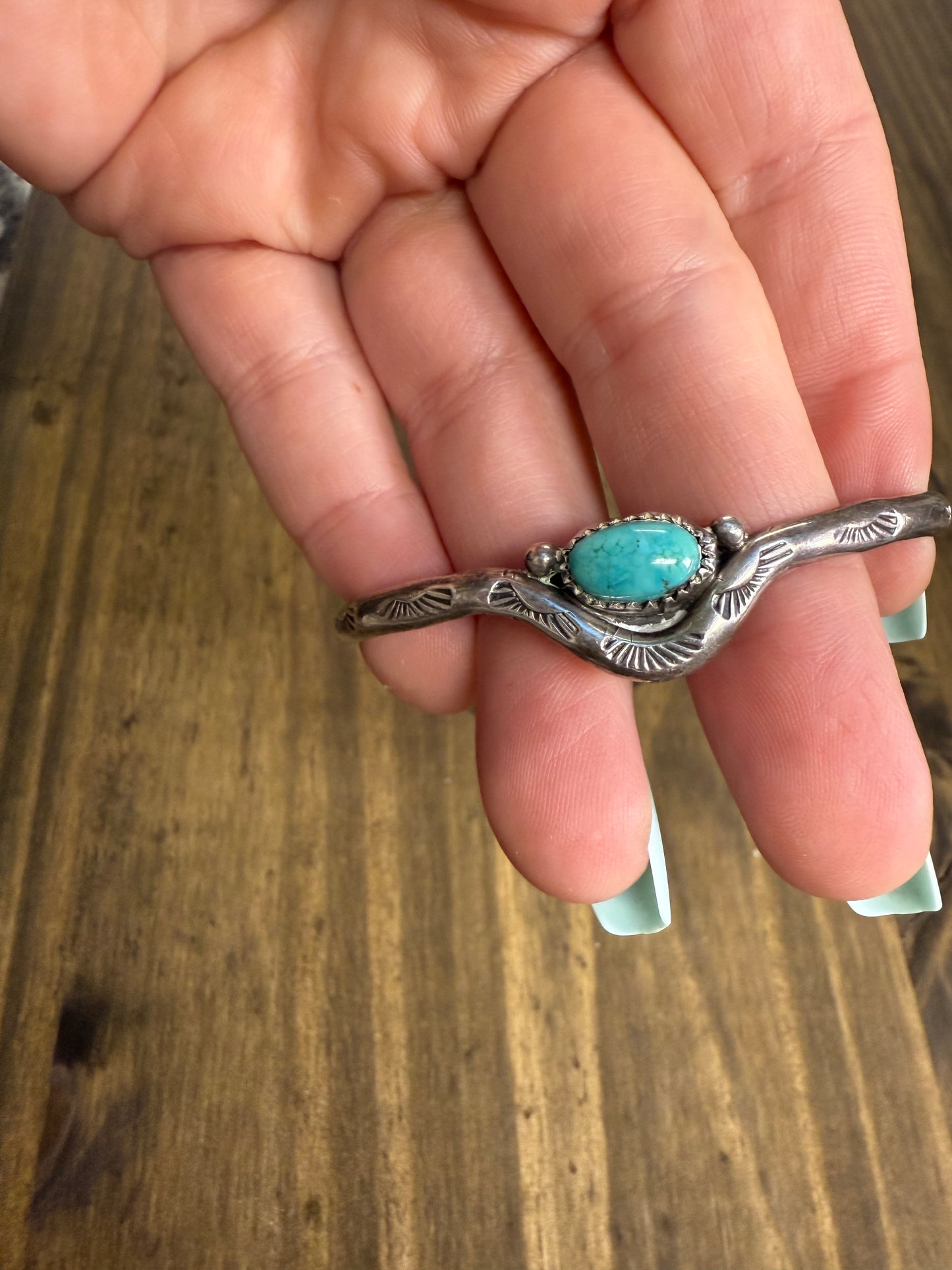 Vintage Turquoise Sweater Cuff-Navajo Made, Sterling Silver