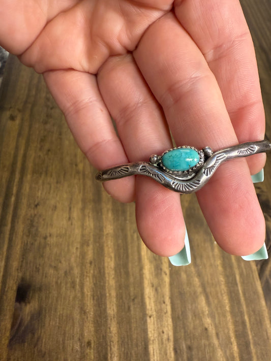 Vintage Turquoise Sweater Cuff-Navajo Made, Sterling Silver